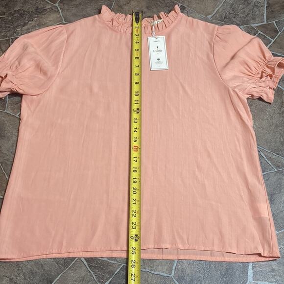 NWT Cinnie Peach Ruffle Top Sz Large - Picture 11 of 12